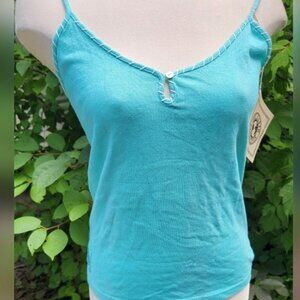 The Earth Collection Size Small Teal Blue Spaghetti Strap Top Silk Cotton Mix